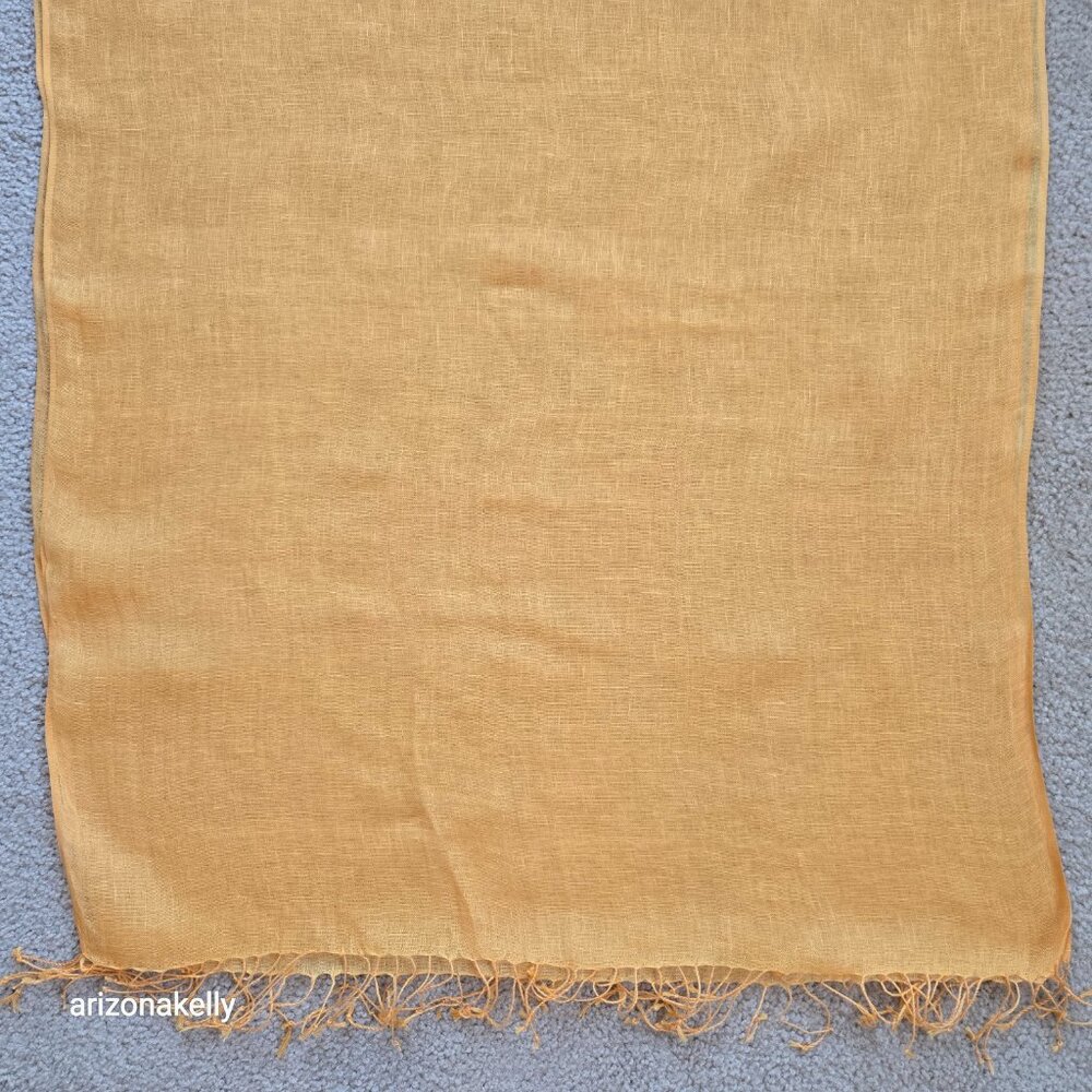 NWOT Linen Scarf Yellow Marigold Egg Yolk - Picture 2 of 9